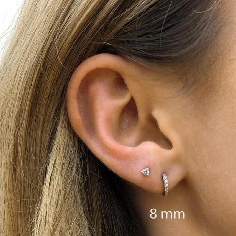 Fashionable Earrings Circle Stud Zircon Piercing Studs Personalized Trendy Jewelry