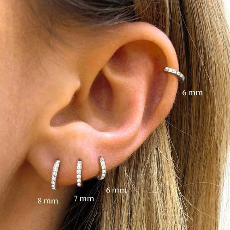 Fashionable Earrings Circle Stud Zircon Piercing Studs Personalized Trendy Jewelry
