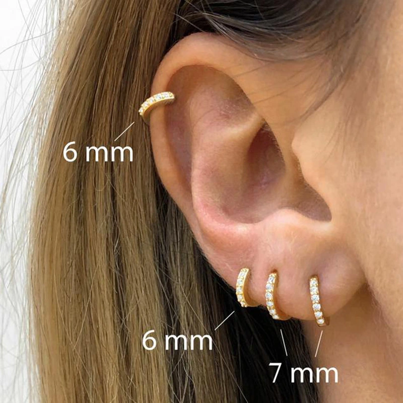 Fashionable Earrings Circle Stud Zircon Piercing Studs Personalized Trendy Jewelry