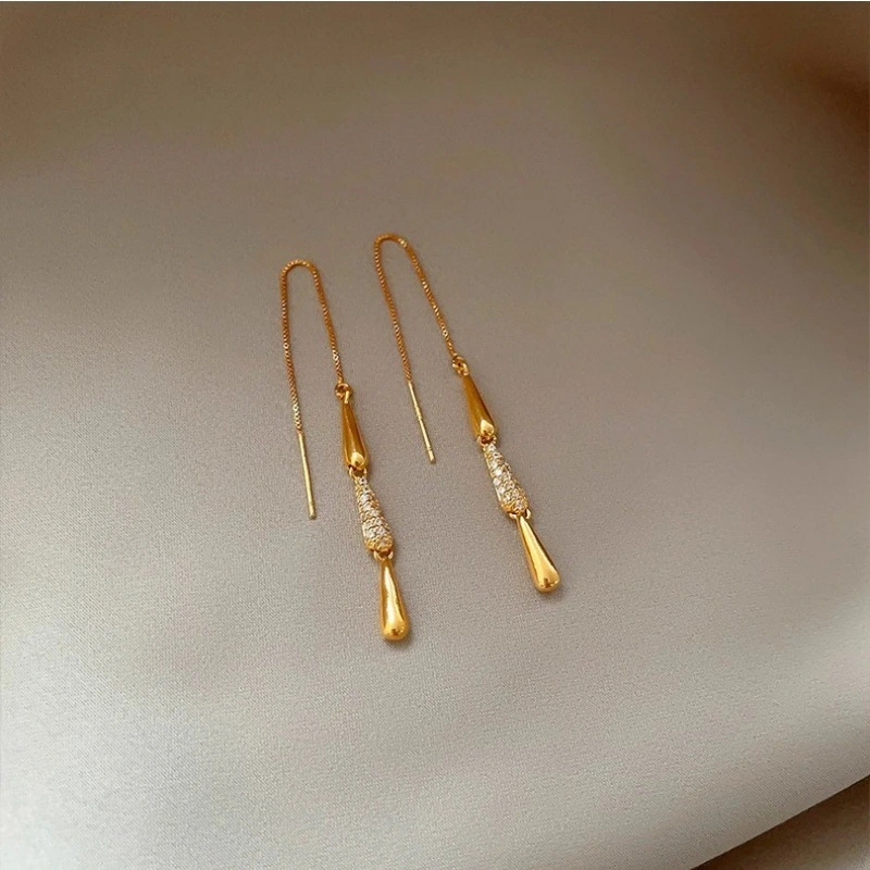 Full Diamond Water Drop Tassel Earrings For Women