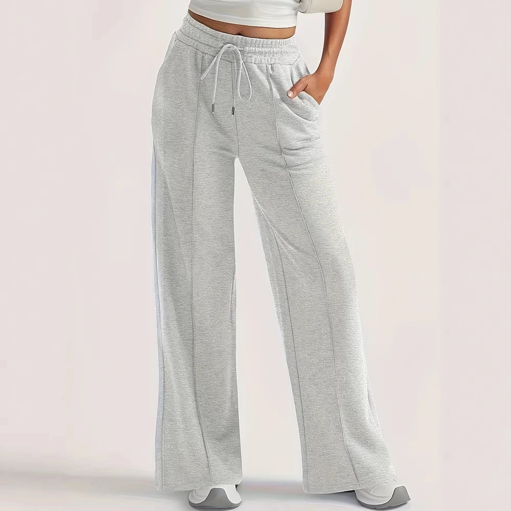 Women's Wide-leg Pants Sporty-casual High-waisted Loose-fitting Figure-flattering