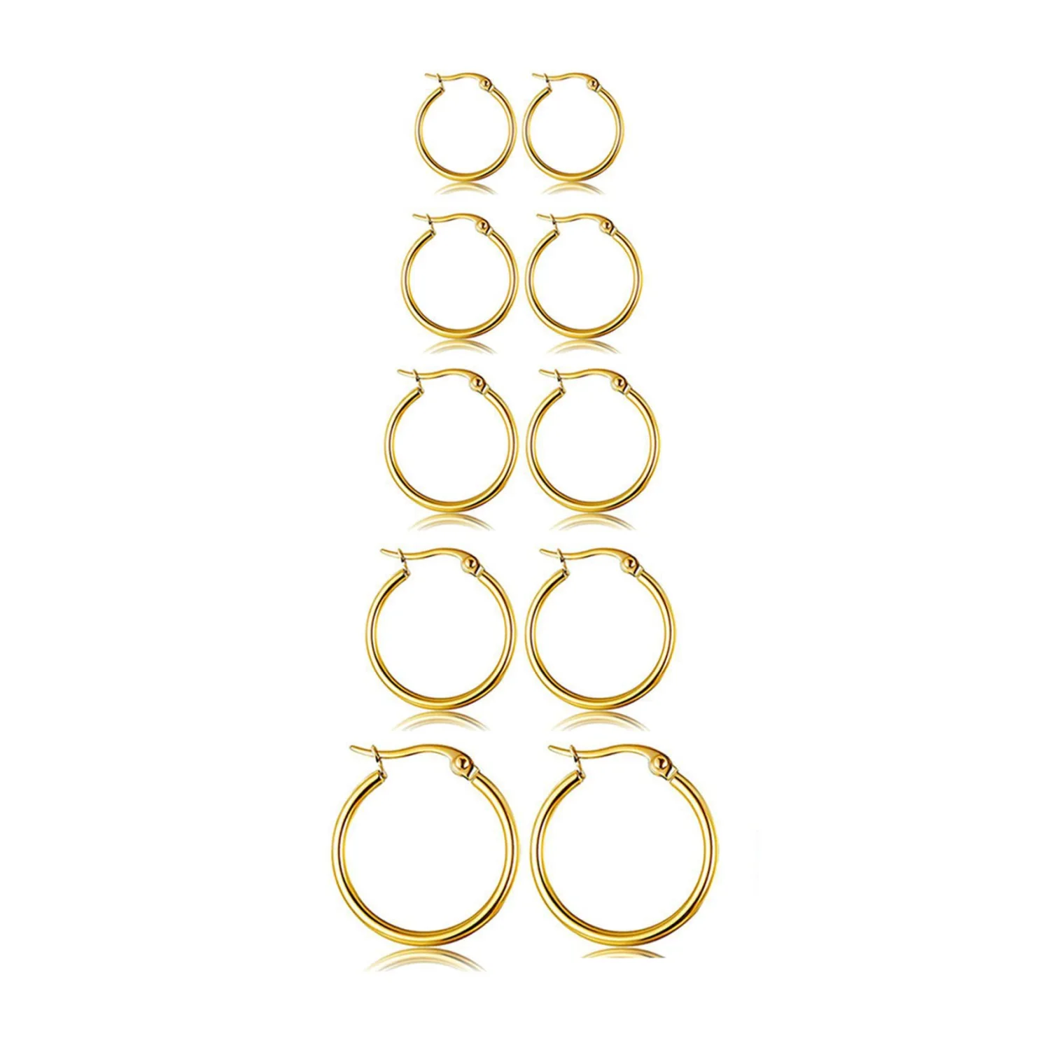 Stainless Steel Real Gold Plated Fashionable Design Earring Set