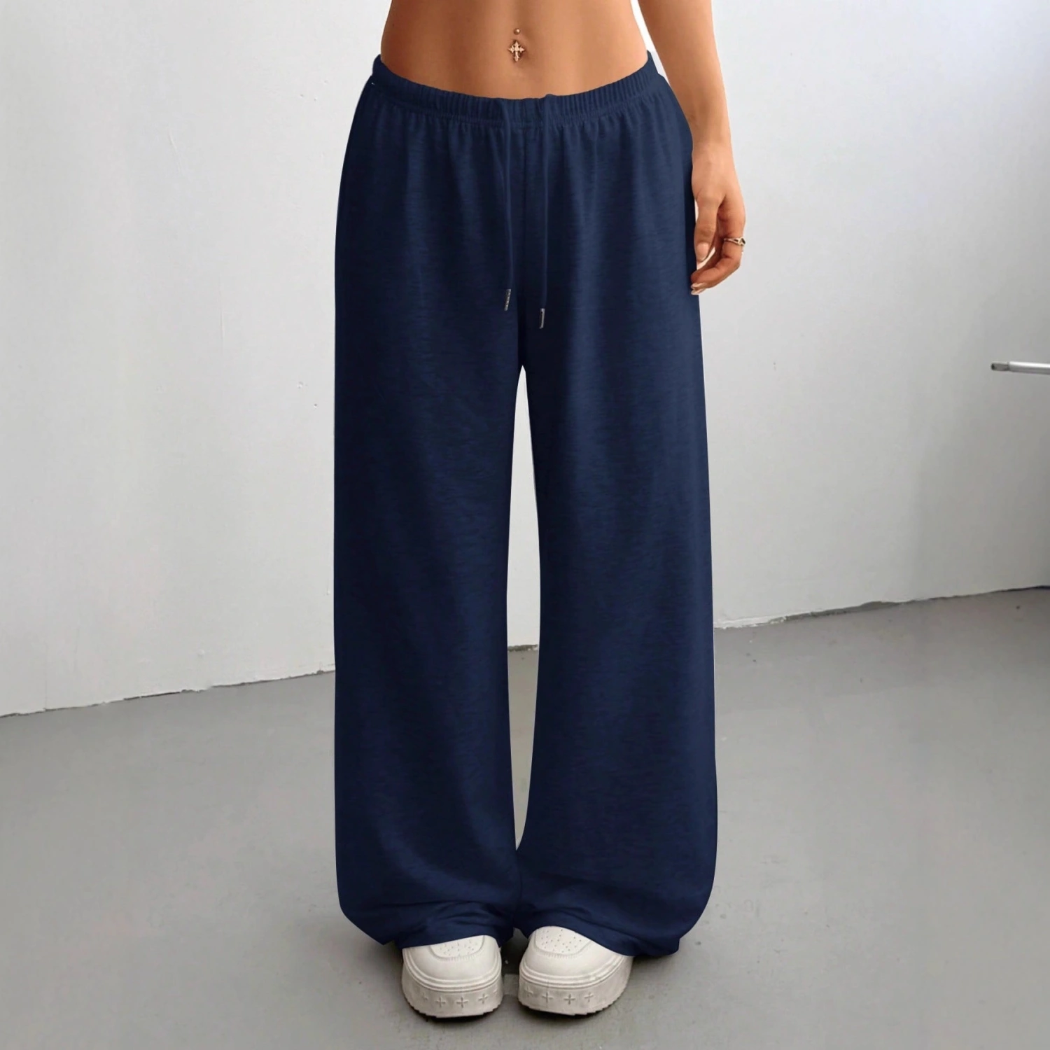 Womens Loose Casual Drawstring Sports Flare Wide-Leg Pants Womens Trousers