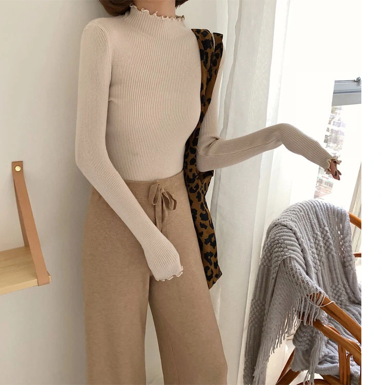Slim Fit With A Solid Color Half Turtleneck Sweater All-match