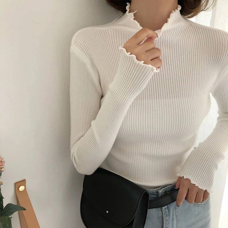 Slim Fit With A Solid Color Half Turtleneck Sweater All-match