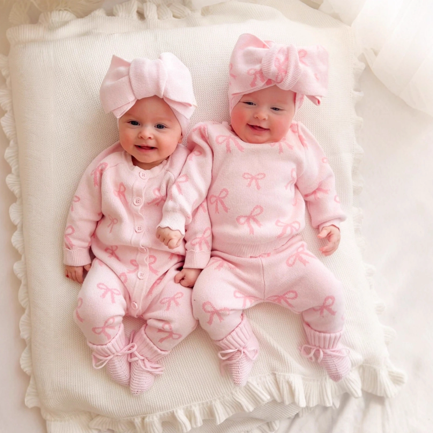Baby Sweater Romper With Bow Knit Top