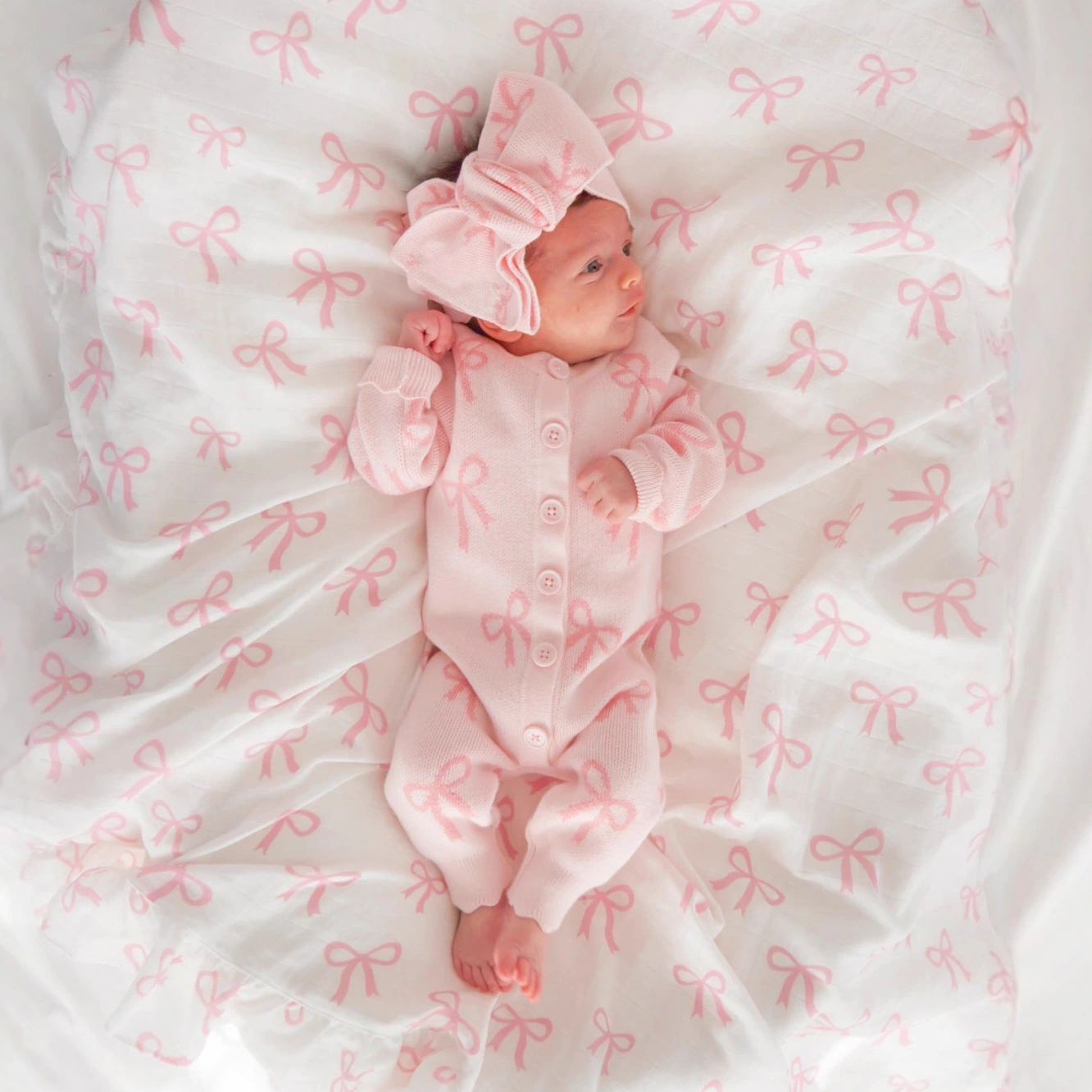 Baby Sweater Romper With Bow Knit Top
