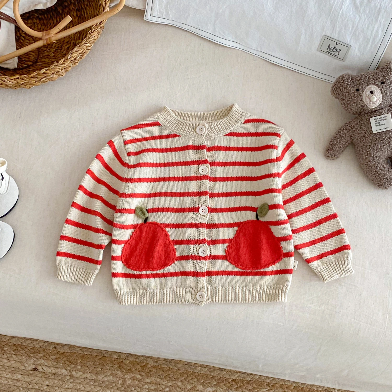 Children's Knitted Striped Sweater Fashionable Cardigan