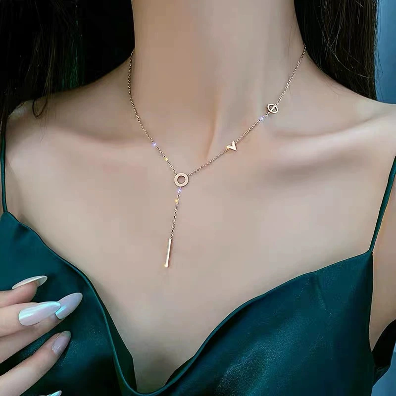 Niche Letter Tassel Titanium Steel Necklace For Women
