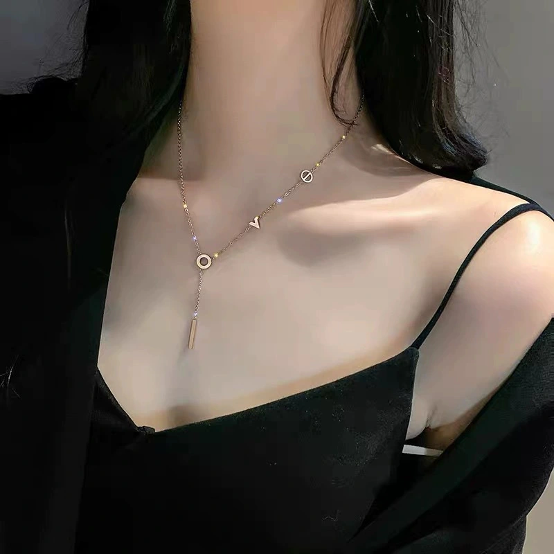 Niche Letter Tassel Titanium Steel Necklace For Women