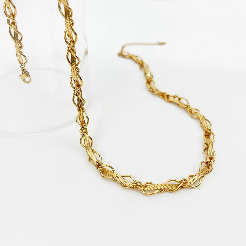 Stainless Steel Crisscross Braided Necklace And Bracelet