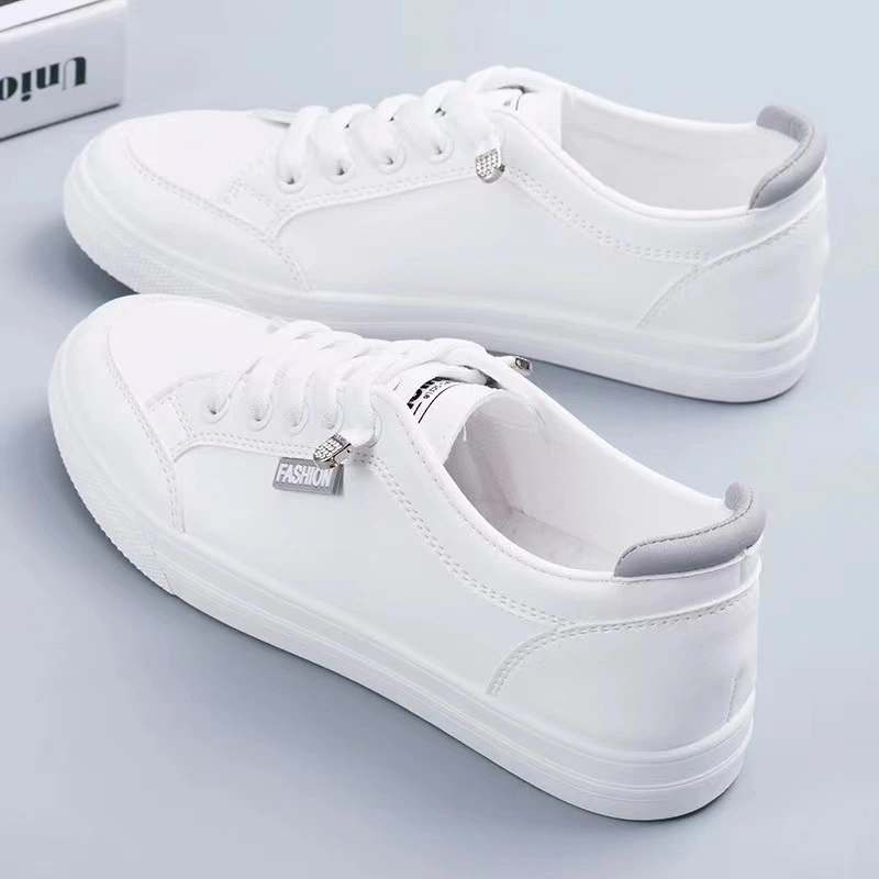 Womens Versatile White Flat Sneakers