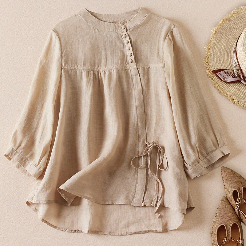 Retro Casual Style Loose-fitting Summer Pullover Shirt