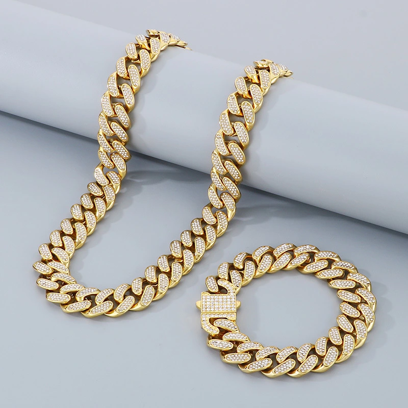 Hip-hop Cuban-link Men's Necklace And Bracelet