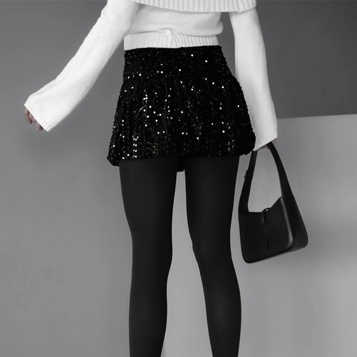 Loose-fitting Sequin Pleated Skirt Women's