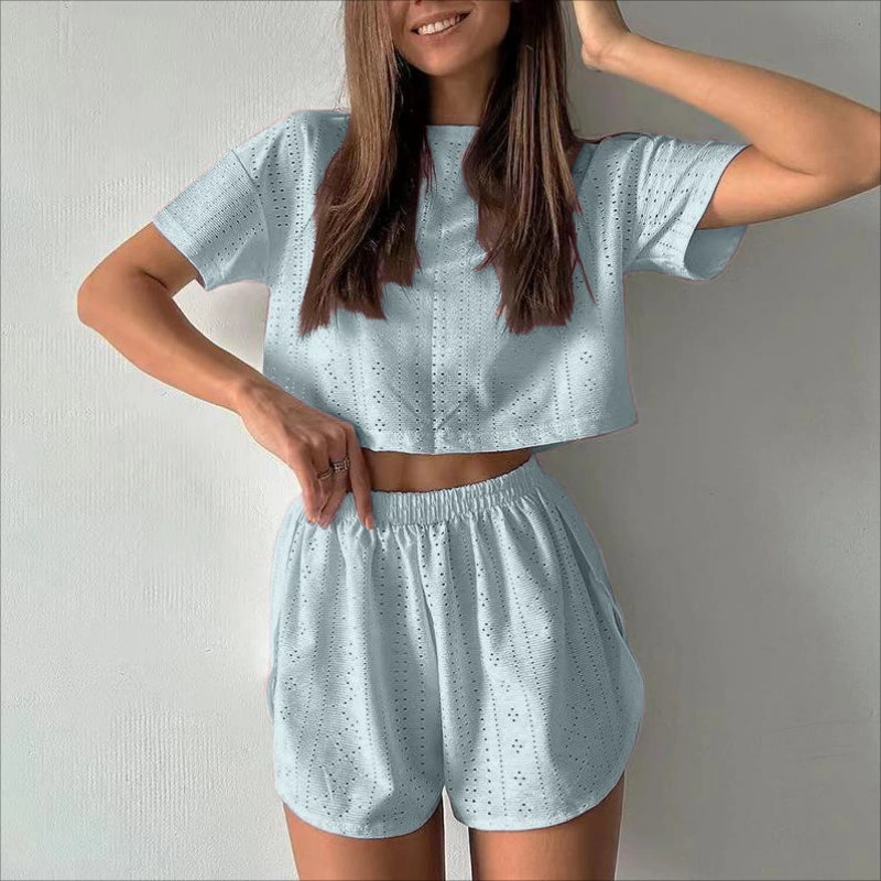 Hollow-out Cropped Two-piece Set
