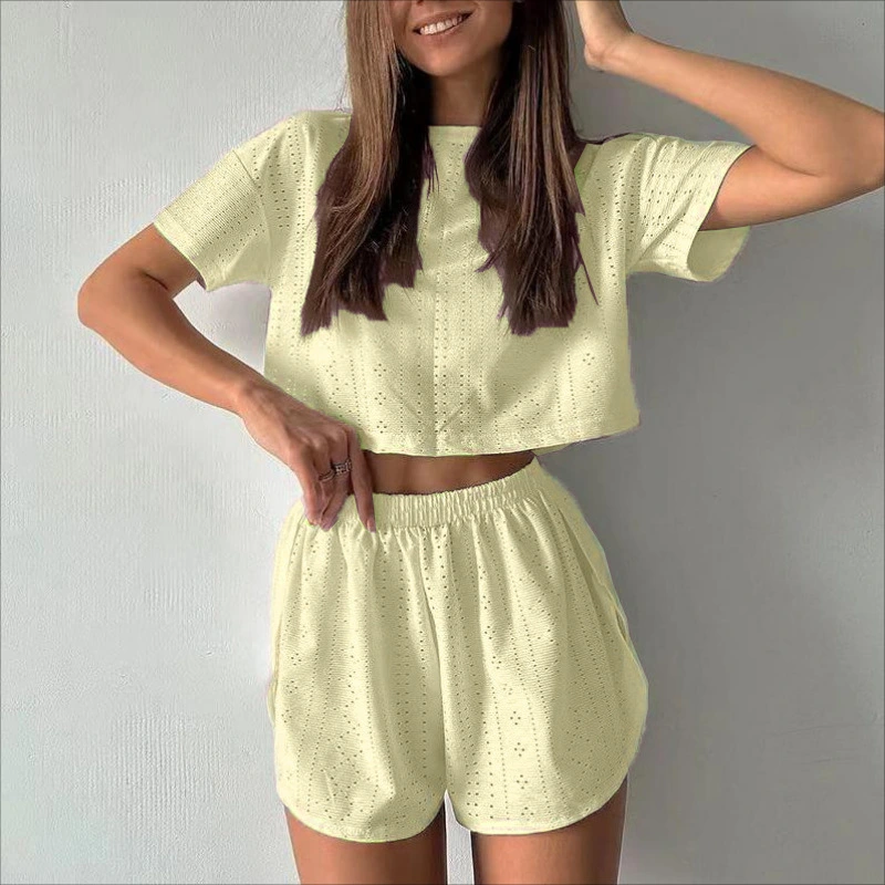 Hollow-out Cropped Two-piece Set
