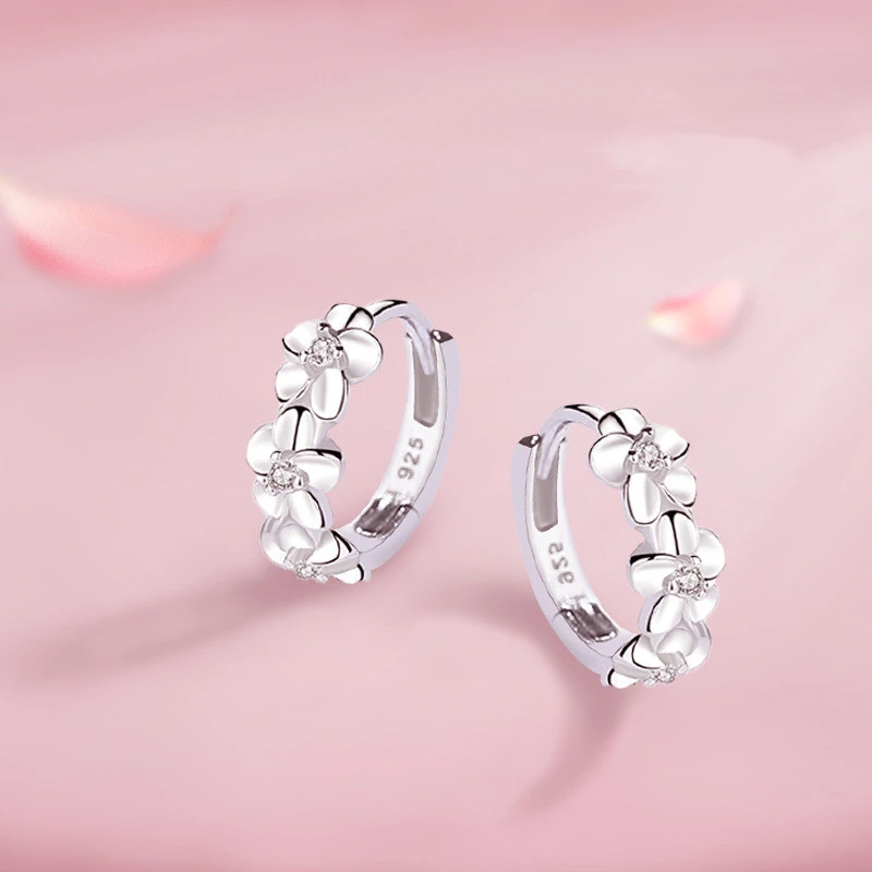 S925 Silver Flower Earrings For Women