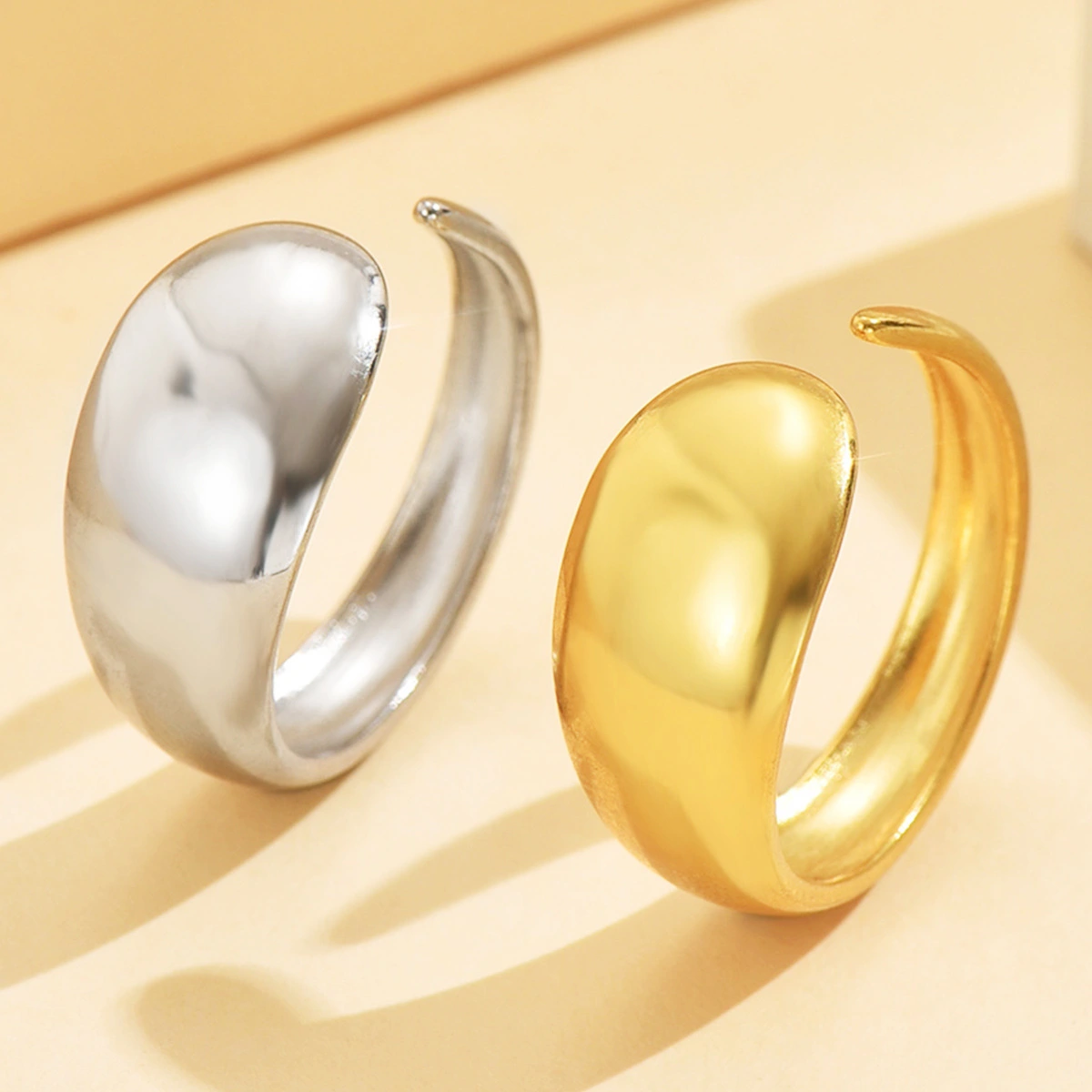 Stainless Steel Ring For Women Metal Hydraulic Vacuum-plated Gold Jewelry