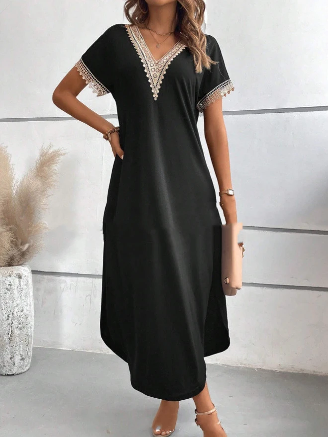 Women's Fashion Solid Color Patchwork Dress