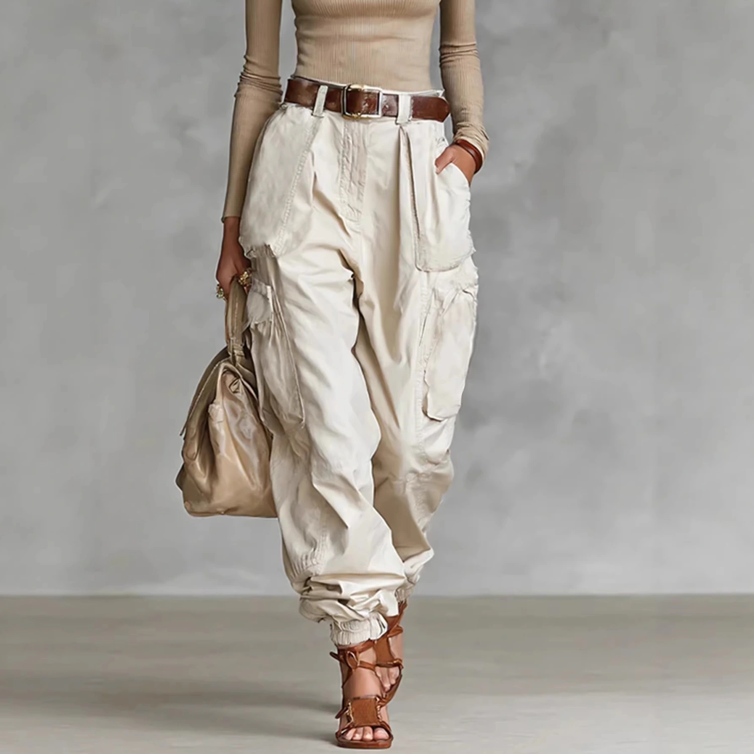 Niche Relaxed-fit Wide-leg Casual Trousers For Women