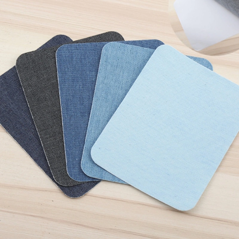 Denim Fabric Piece Rectangular Oval-shaped With Adhesive Backing