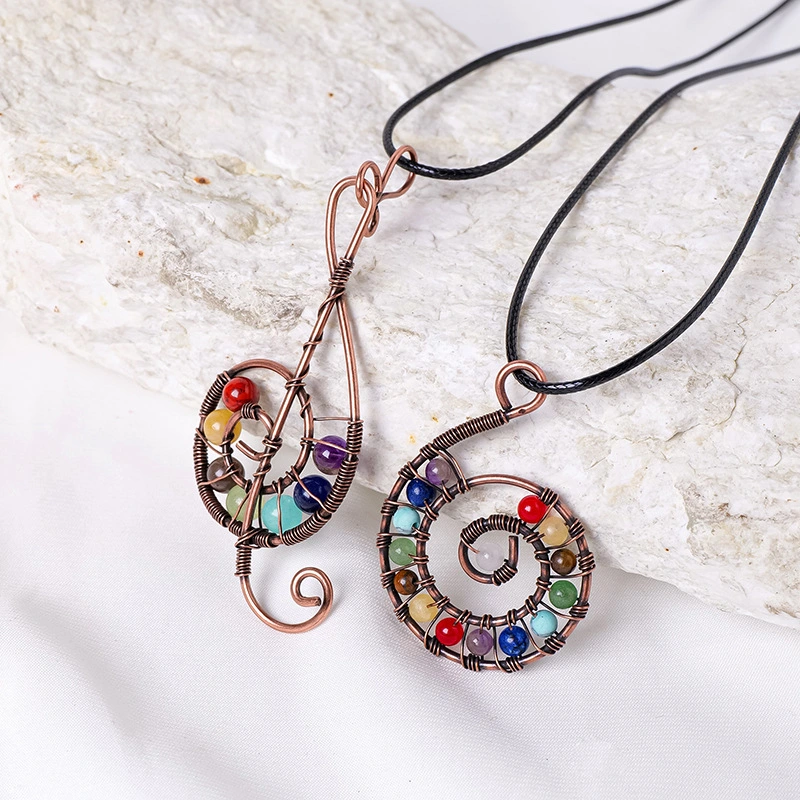 Natural Crystal Rainbow Crushed Stone Life Tree Pendant Hand-Wrapped Wire Jewelry Charm