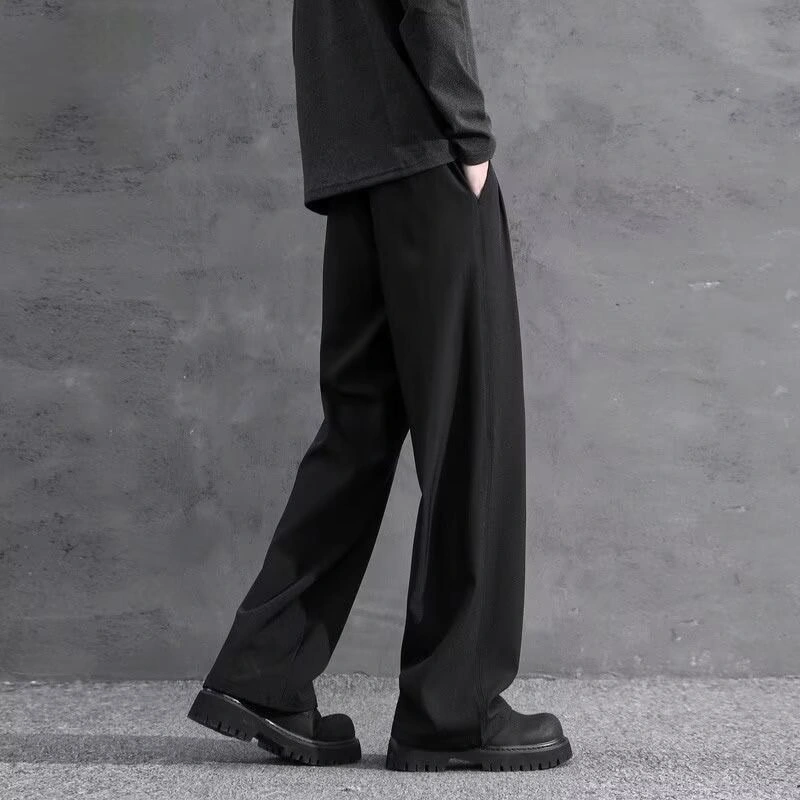 Summer Ice Silk Casual Pants American-Style High-Waist Suit Trousers