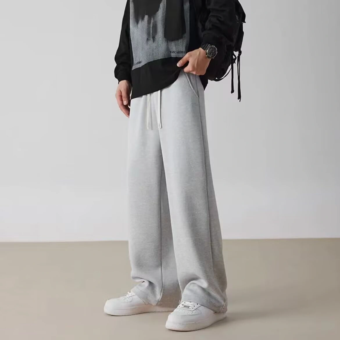Wide-leg Sweatpants Mens Workwear Casual Long Pants