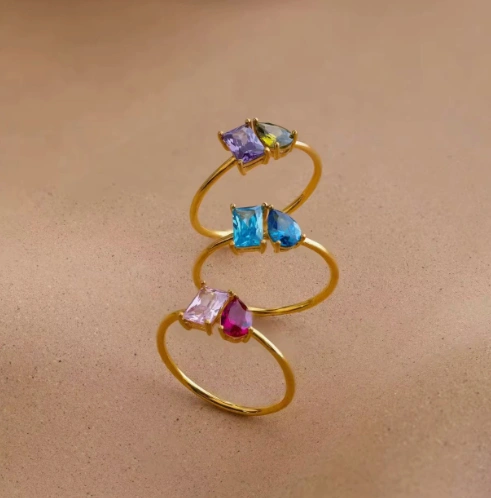S925 Silver Multi-colored Zircon 12th Birthstone Ring