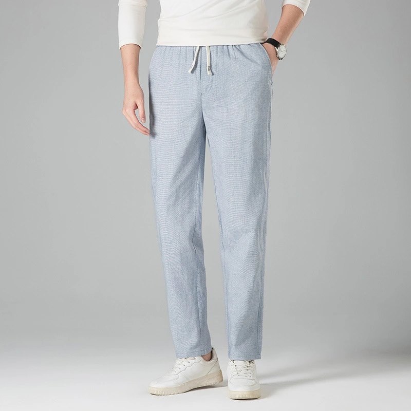 Linen Elastic-waist Casual Pants Thin And Loose-fitting Trousers