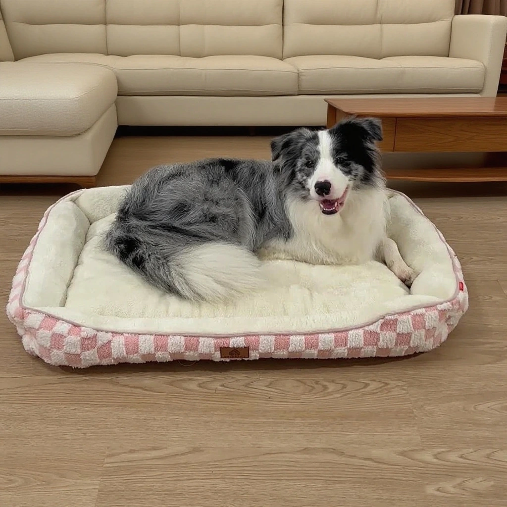 Thickened Warm Plaid PP Cotton Dog Bed