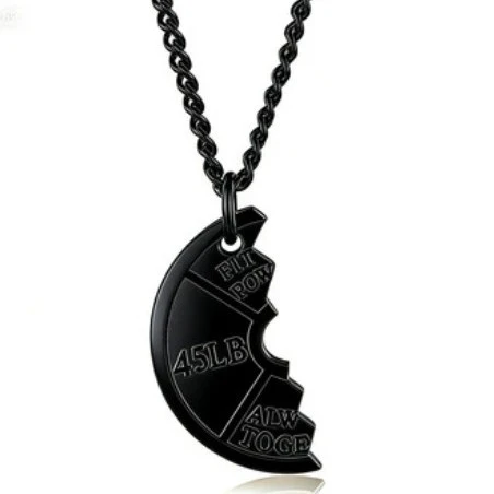 European And American-style Fitness Dumbbell Plate And Barbell Necklace For Men