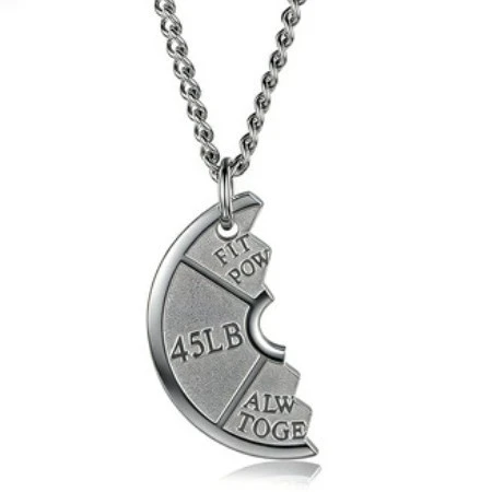 European And American-style Fitness Dumbbell Plate And Barbell Necklace For Men