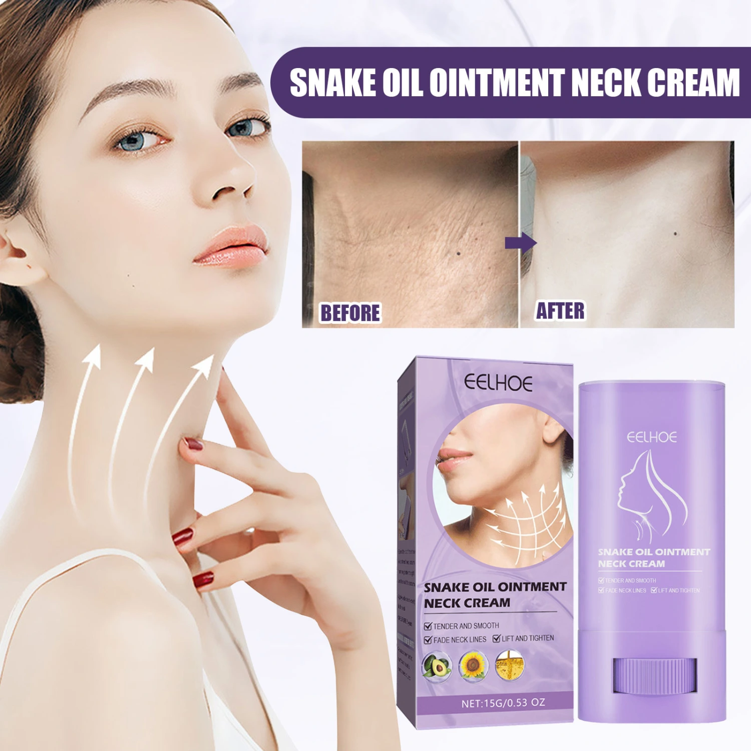 Snake Oil Fade Neck Lines Fine And Smooth Lifting Water Moistening Beauty Neck Cream
