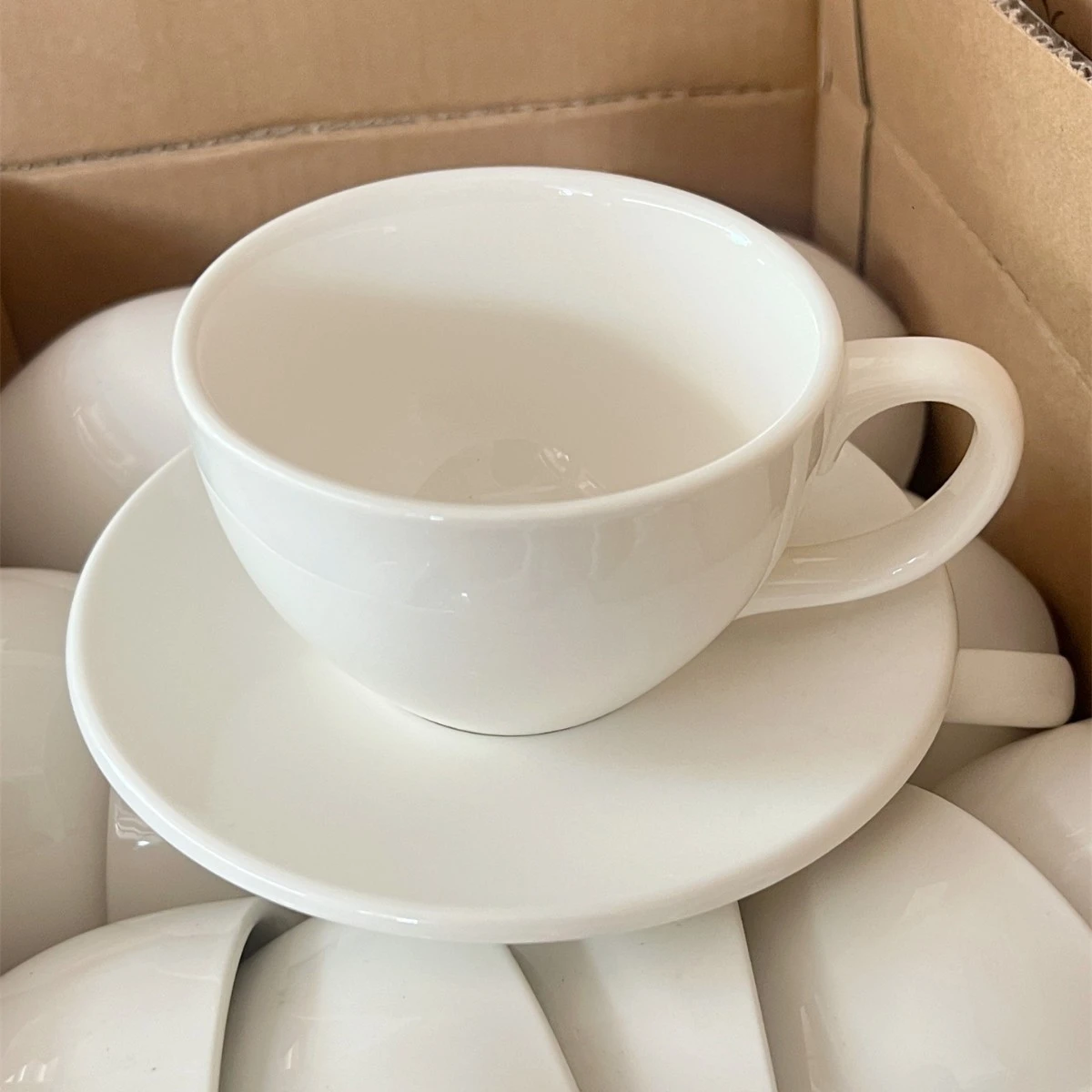 Ins Korean-style Milky White Ceramic Coffee Cup And Saucer