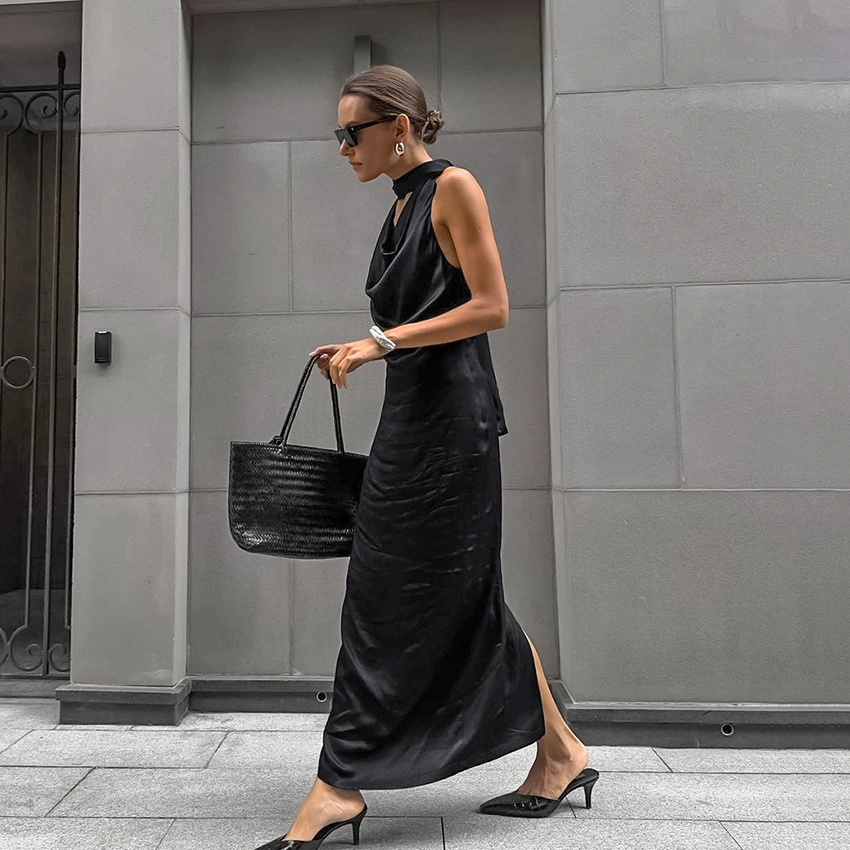 Ding Swing Collar Off-the-shoulder Elegant Dress Lace-up