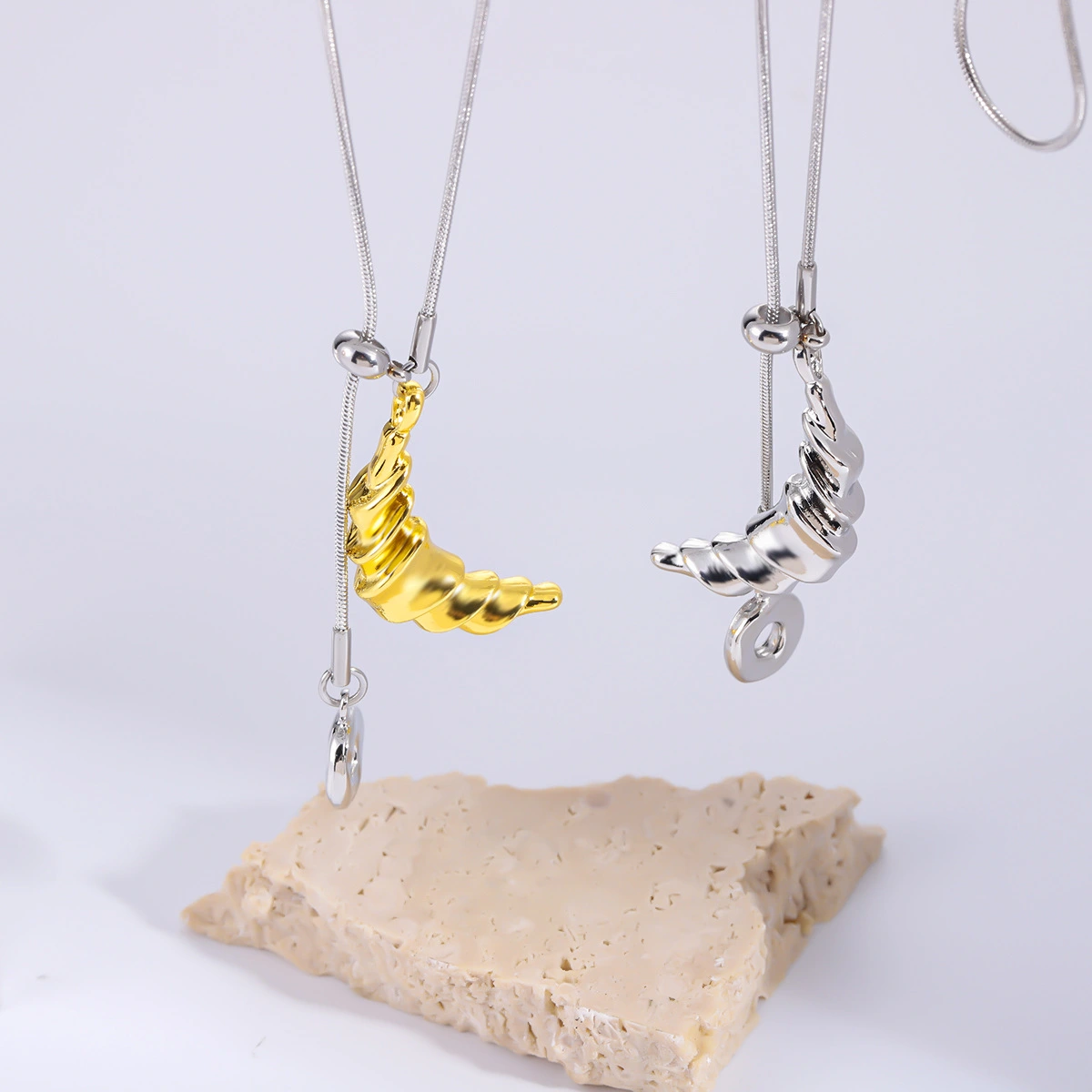 Plated Textured Moon Necklace, Minimalist Trendy All-Match Sweater Chain, Light Luxury Croissant Pendant For Women