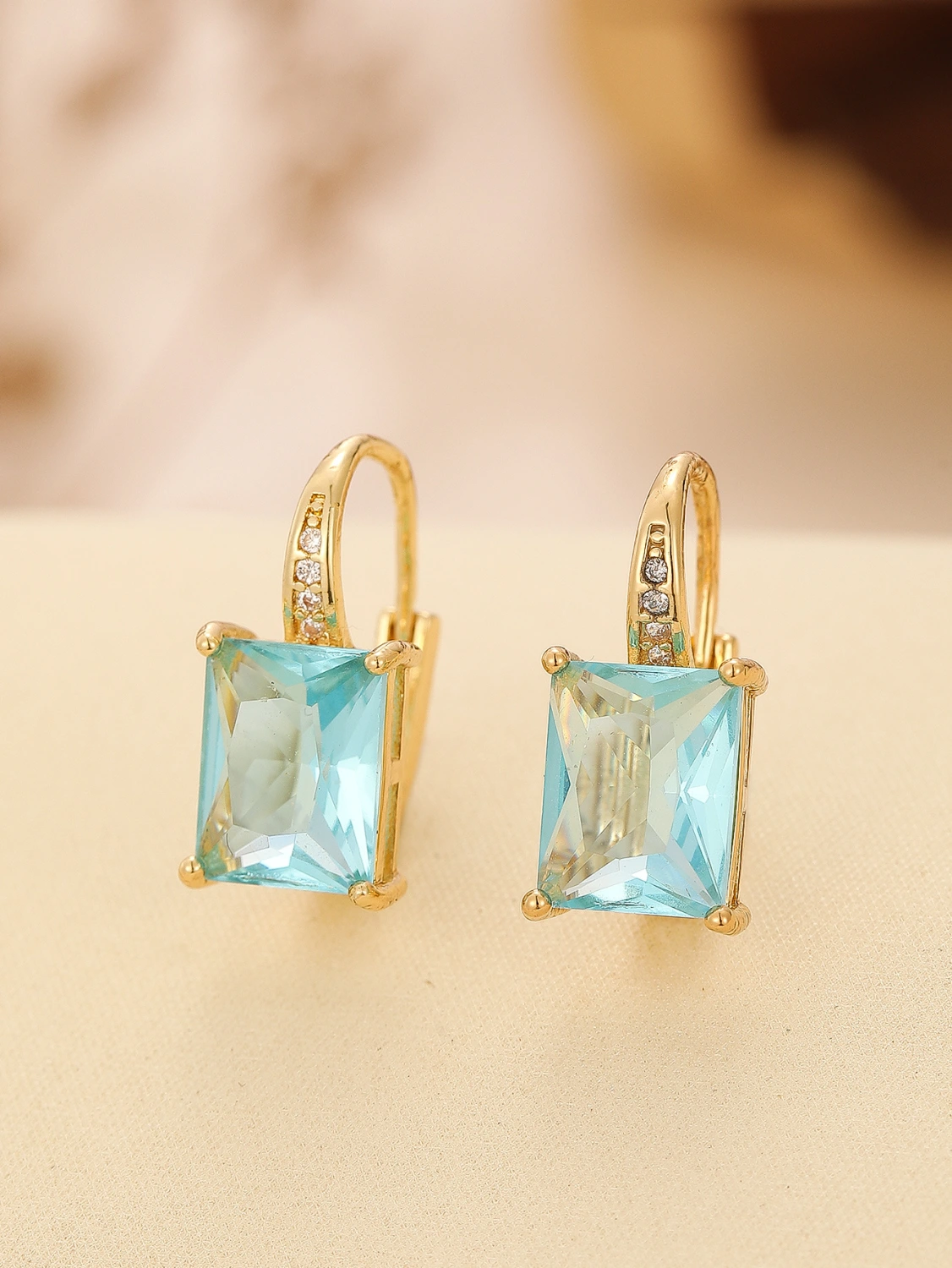 Heart-shaped Colorful Ruby Zircon Earrings
