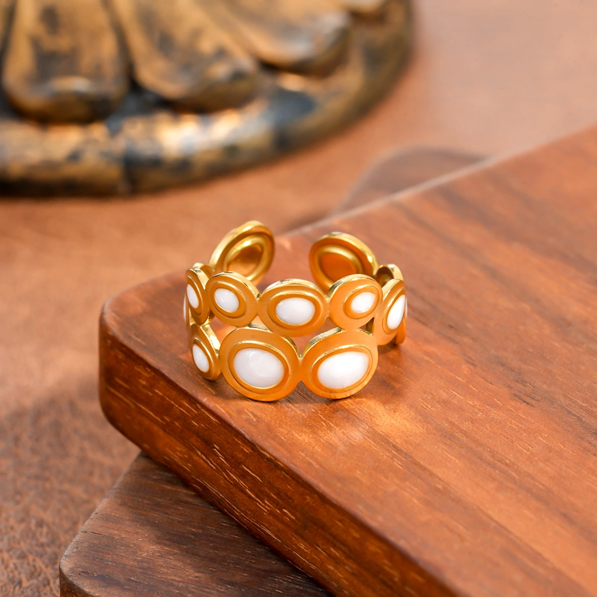 Simple White Oil-Dipped Stainless Steel Ring For Women, Light Luxury High-End Non-Fading Oil-Pressed Open Ring