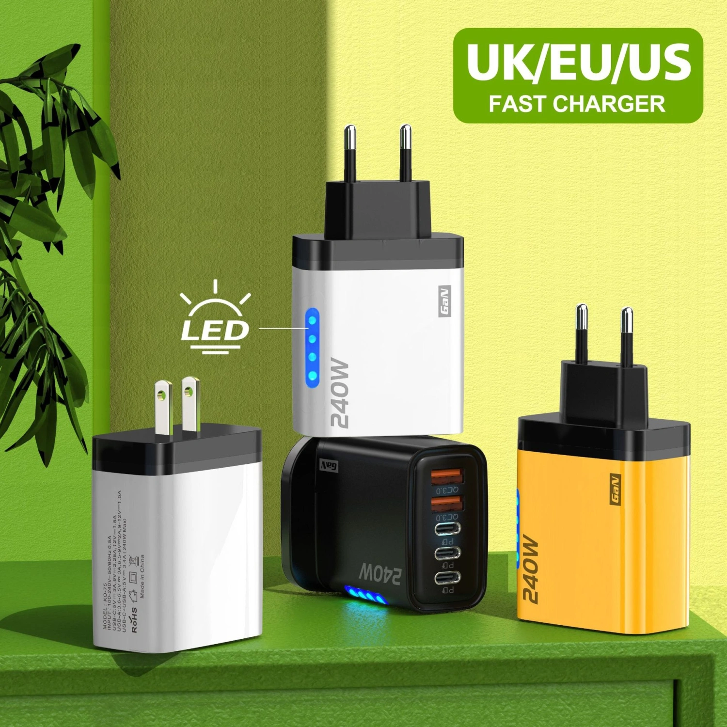 New 240WPD Fast Charger With 3 Type-C And Dual USB Ports