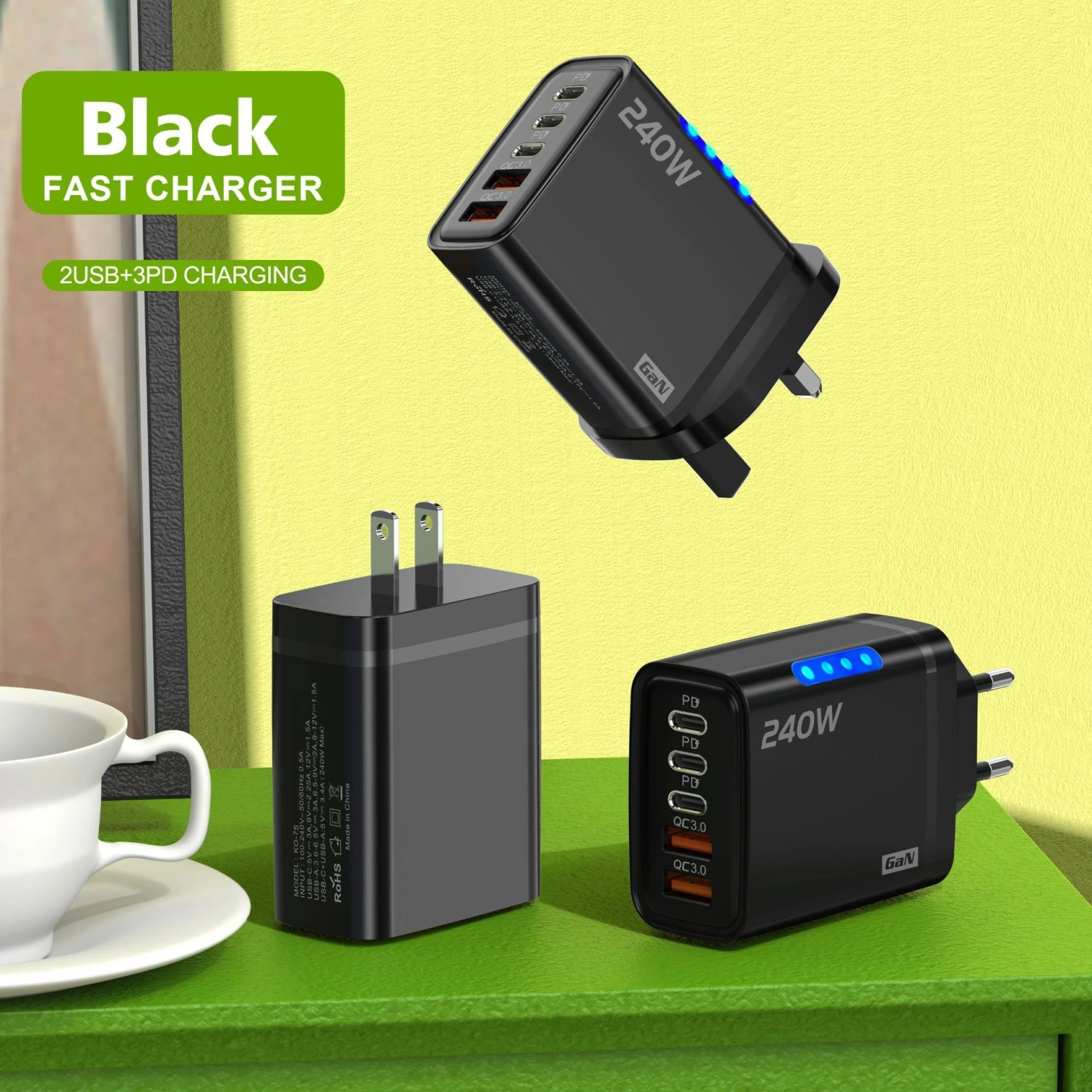 New 240WPD Fast Charger With 3 Type-C And Dual USB Ports