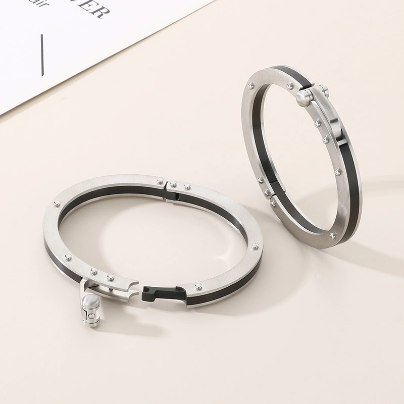 High-End Stainless Steel Carbon Fiber Couple Bracelets