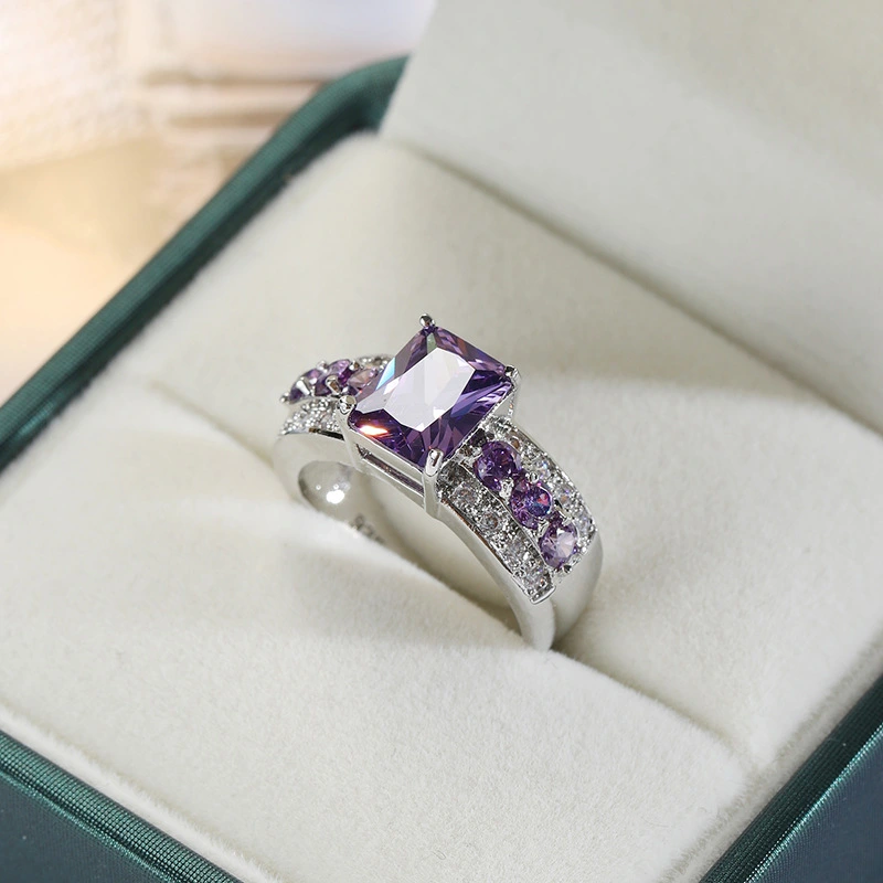 Purple Square Ring Women's European And American Style