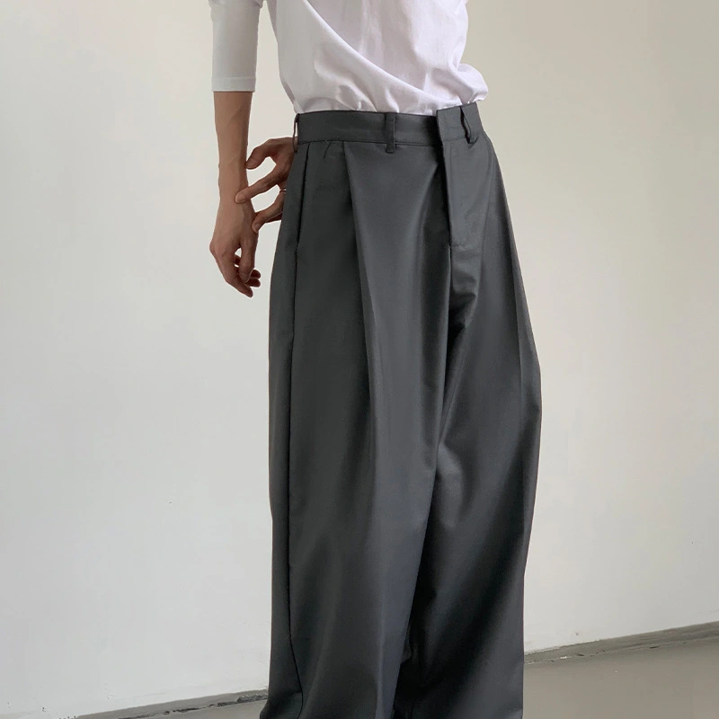 Gray Tears Design Sense Male Baggy Straight Trousers