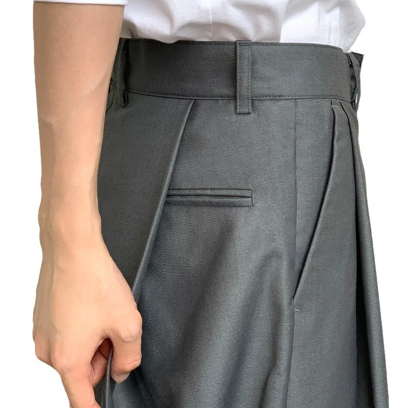Gray Tears Design Sense Male Baggy Straight Trousers