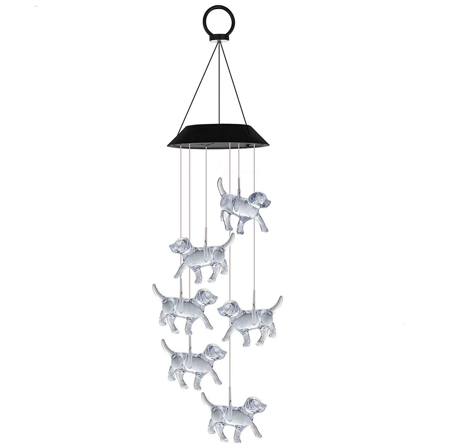 New Lamp Outdoor Colorful Solar Wind Chime Light Puppy Rotation