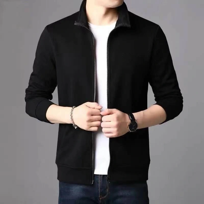 Spring Solid Colored Mens Zip Up Jacket