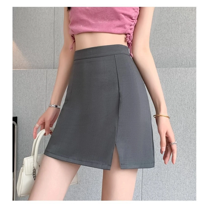 High-waisted Body-hugging, Slit Mini Skirt For Women