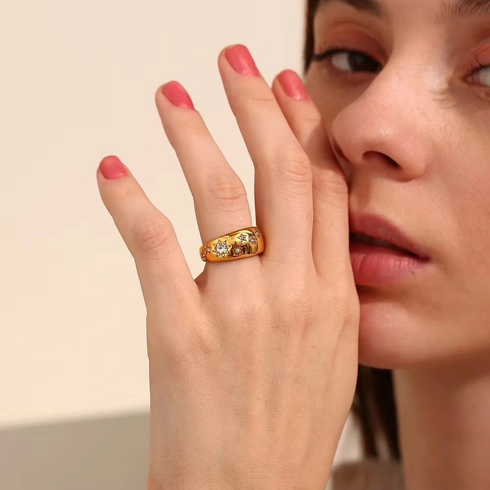 Fashionable Stainless Steel Plated Ring For Women